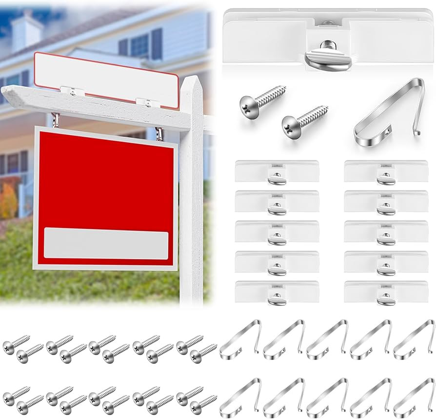 Thyle 10 Sets Real Estate Sign Holders and Rider Clips for Mounting, Including Hooks for Hanging ... | Amazon (US)