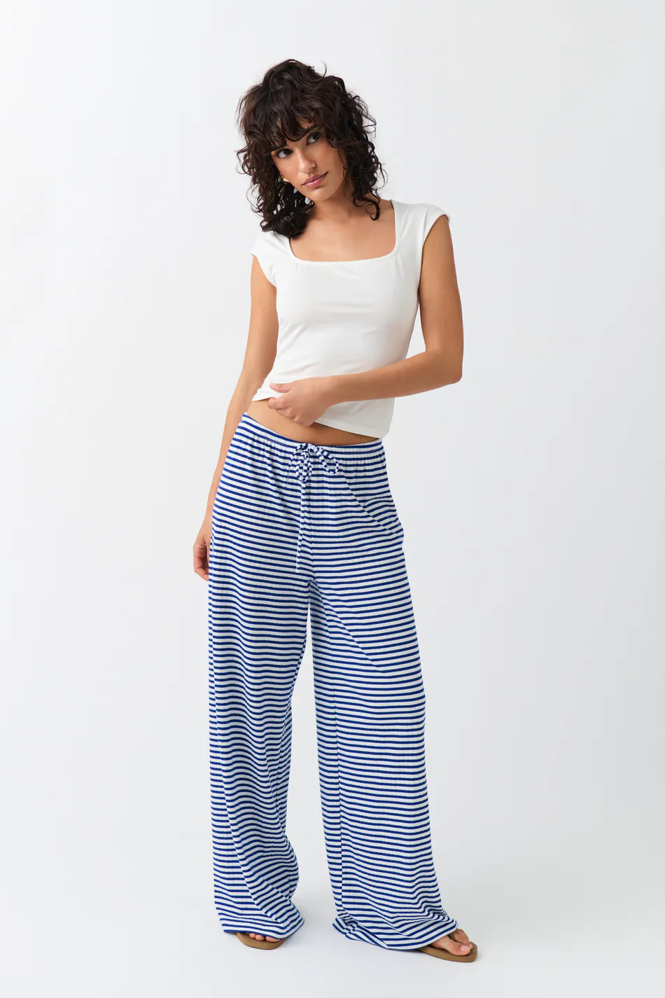 Striped soft trousers - Blau - Dame - Gina Tricot | Gina Tricot SE