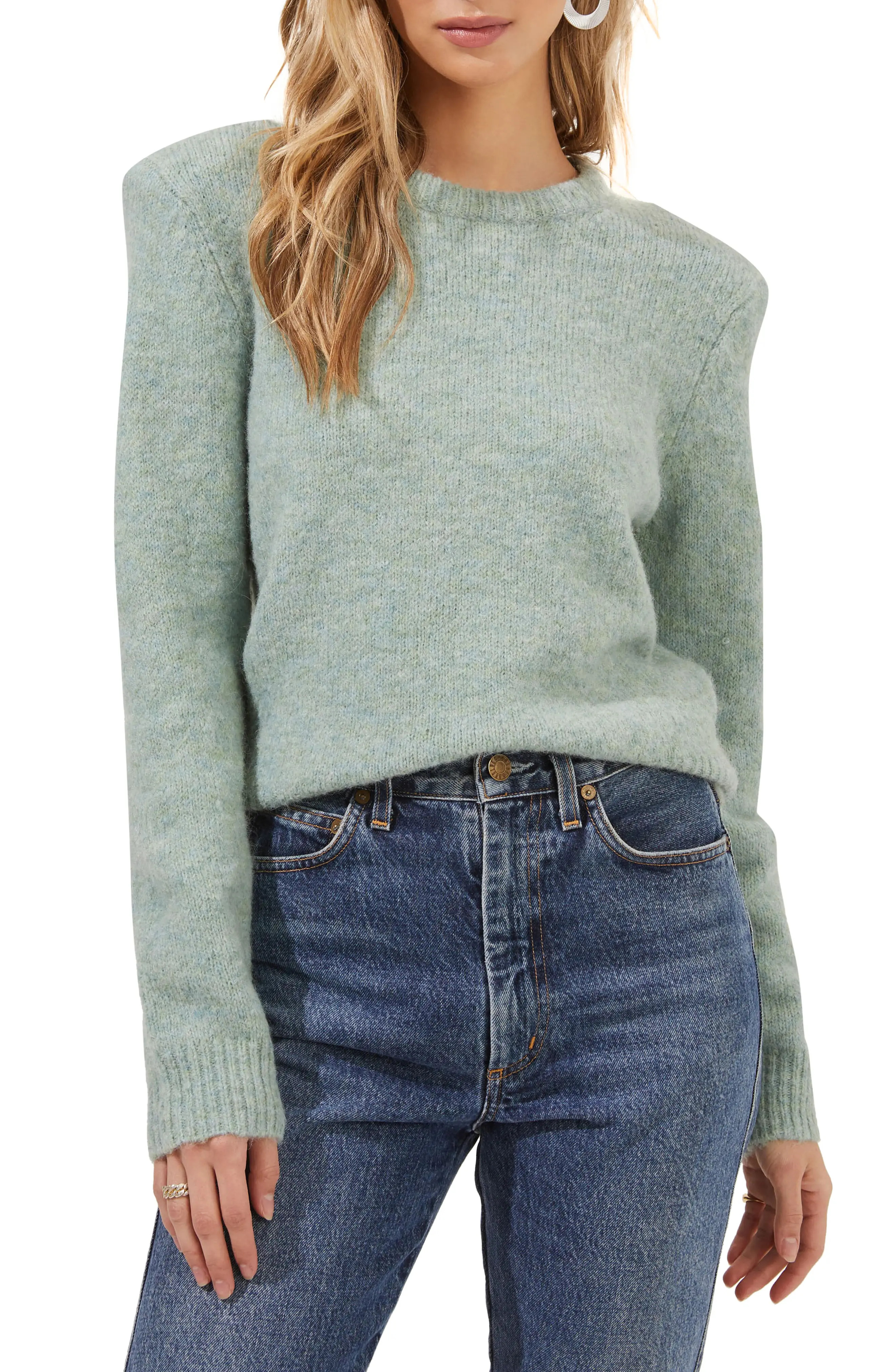 ASTR the Label Tuscany Puff Sleeve Sweater in Sage at Nordstrom, Size Medium | Nordstrom