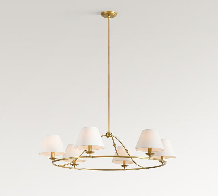 Oxford Metal & Linen Round Chandelier (36"-50") | Pottery Barn (US)