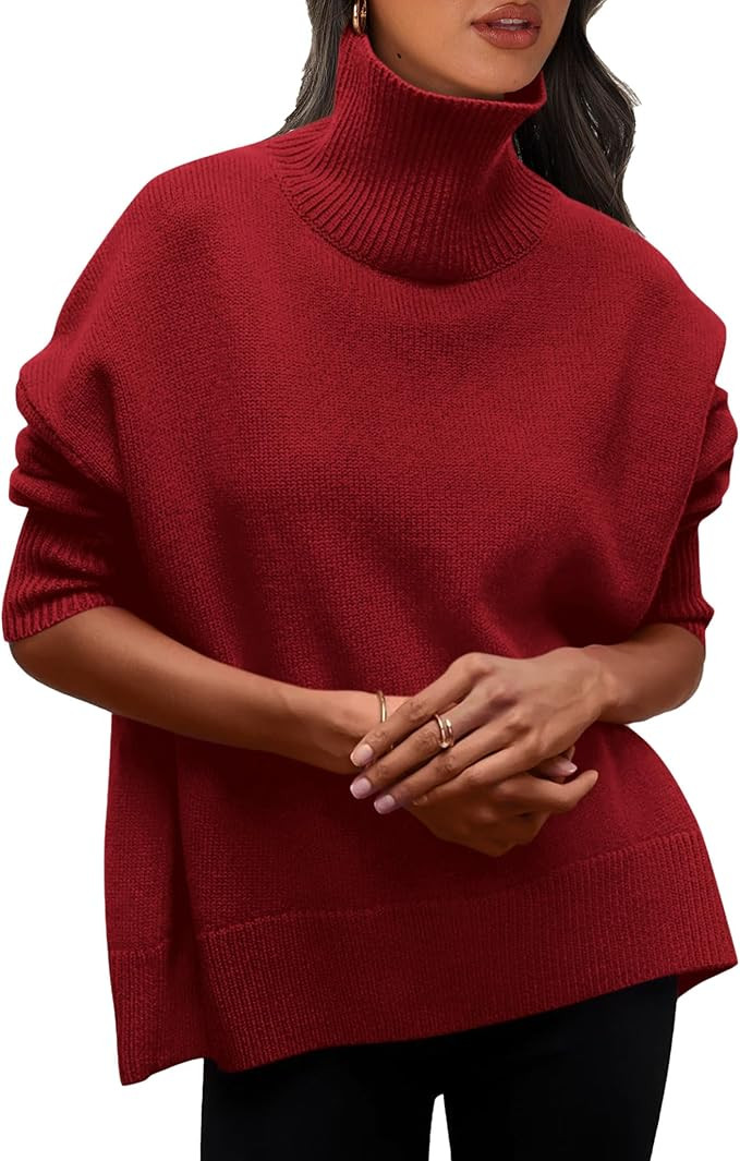 PRETTYGARDEN Women's 2024 Fall Turtleneck Oversized Sweater Long Sleeve Chunky Knit Pullover Casu... | Amazon (US)