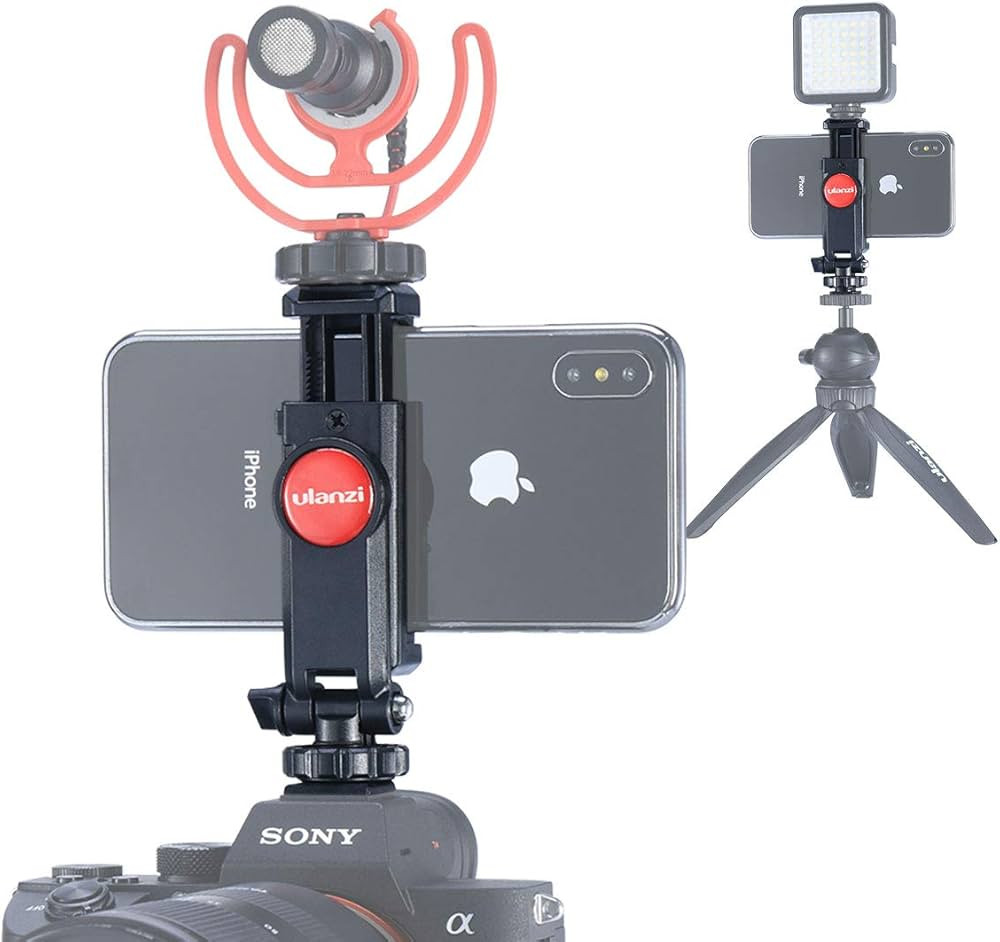 ULANZI ST-06S Camera Hot Shoe Phone Holder Flexible Phone Tripod Mount Adapter w Double Cold Shoe... | Amazon (US)