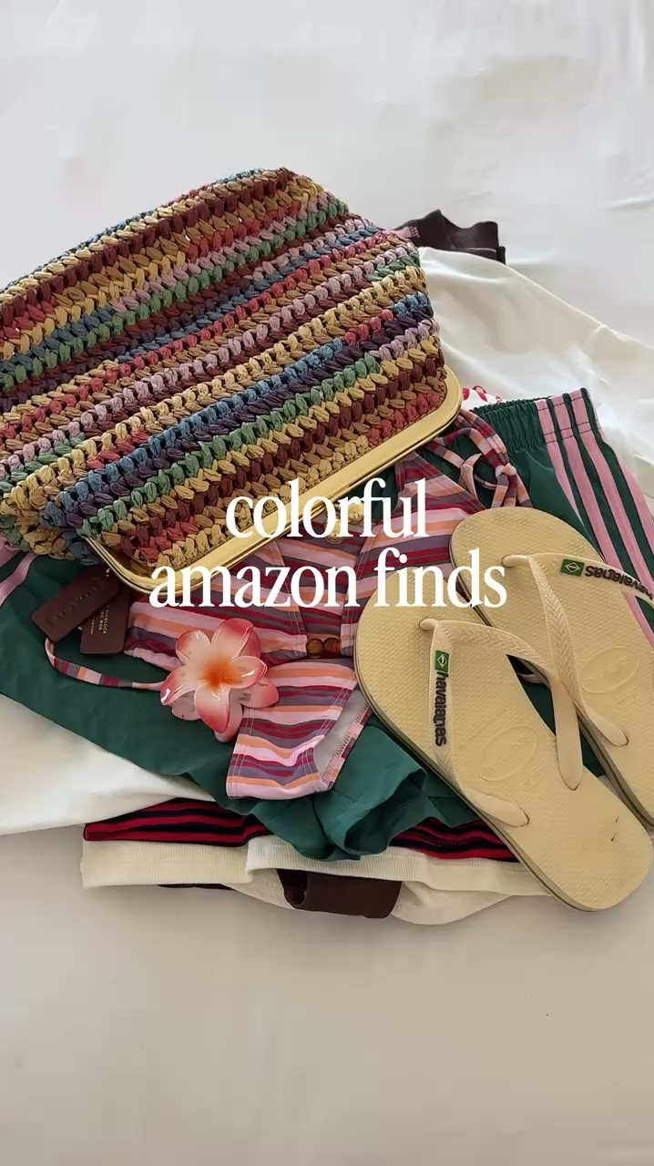 Colorful Amazon finds ☀️ 

Vacation outfit, beach outfit, summer outfit, coach bag, colorful bag, striped bikini, beach vacation outfit, pool outfit 

#LTKOver40 #LTKootd #LTKSwim