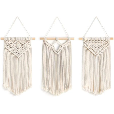 Golden Home Small Macrame Wall Hanging 3 Pack Art Woven Wall Decor Boho Chic Home Decoration for Apa | Walmart (US)