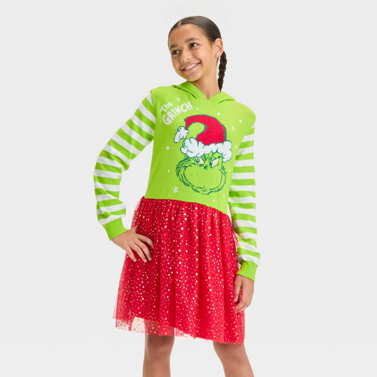 Girls' The Grinch Sweater Dress - Green | Target
