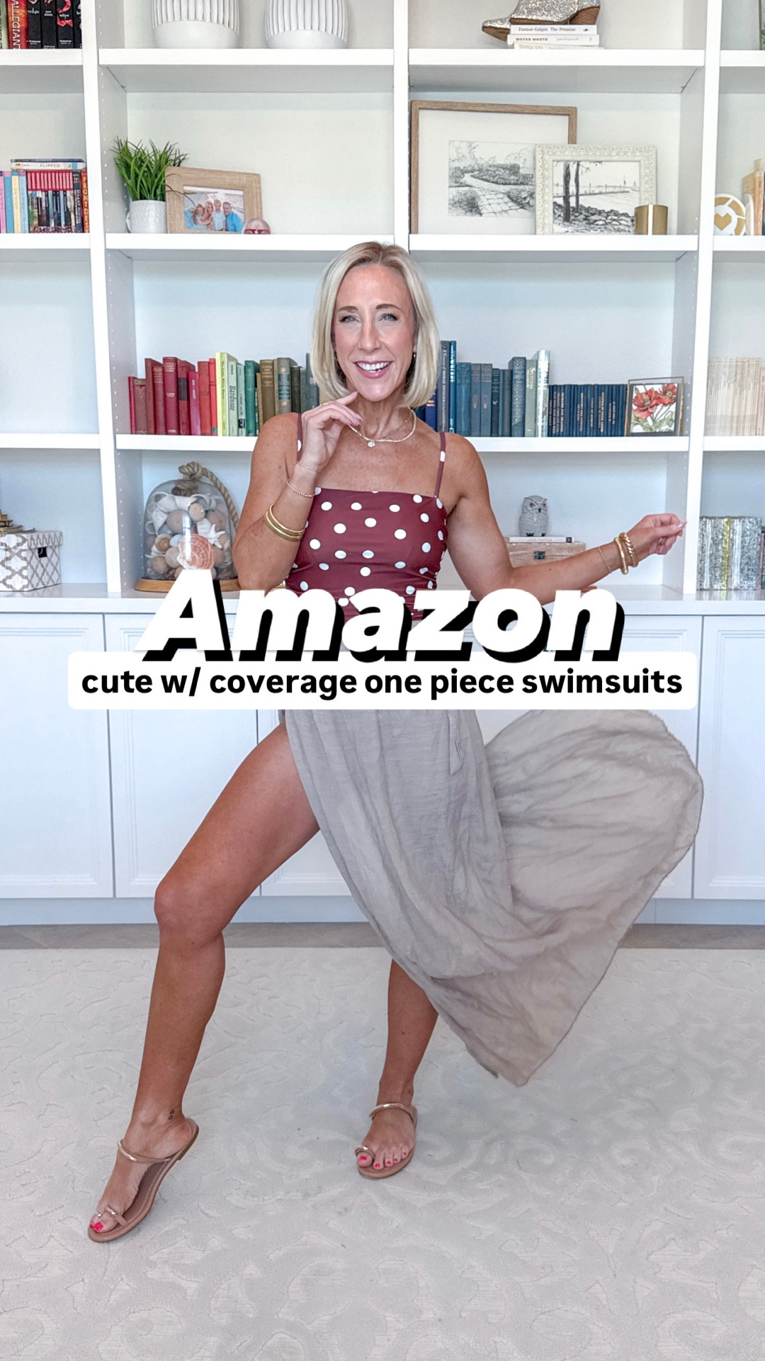 Amazon - cute with coverage one piece swimsuits
1. Brown White Polka Dots Square Neck One Piece Swimsuit - size small. 16 colors.
2. Black White Polka Dots Strapless Bandeau One Piece Swimsuit - size small. 15 colors.
3. Red Retro Metal Ring V Neck One Piece Swimsuit - size small. 17 colors.
4. Yellow Floral Color Block Tie Back One Piece Swimsuit - size small. 12 colors.
5. White Black Polka Dots Cut Out Lace-Up Back One Piece Swimsuit - size small. 13 colors.
* Wrap/Skirt coverups - all are one size.

#LTKSeasonal #LTKSwim #LTKOver40