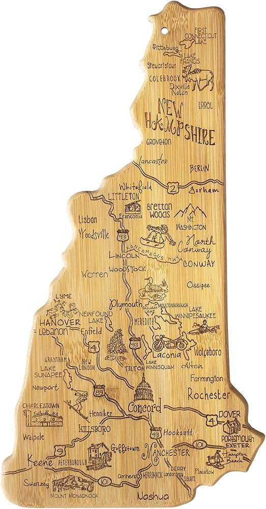 Totally Bamboo Destination New Hampshire State Shaped Serving and Cutting Board, Includes Hang Ti... | Amazon (US)