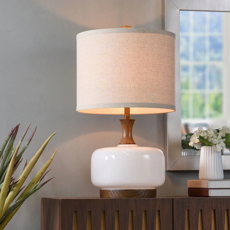 Align 30" Natural Wood/White Table Lamp | Wayfair North America