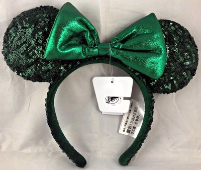 Disney Parks Emerald Green 2020 Minnie Mouse Ears Bow Headband Sequin - NEW | eBay US