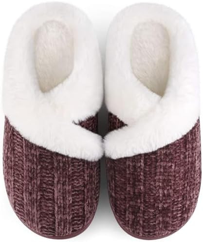 Slippers for Women Fuzzy House Slip on Indoor Outdoor Bedroom Furry Fleece Lined Ladies Comfy Mem... | Amazon (US)