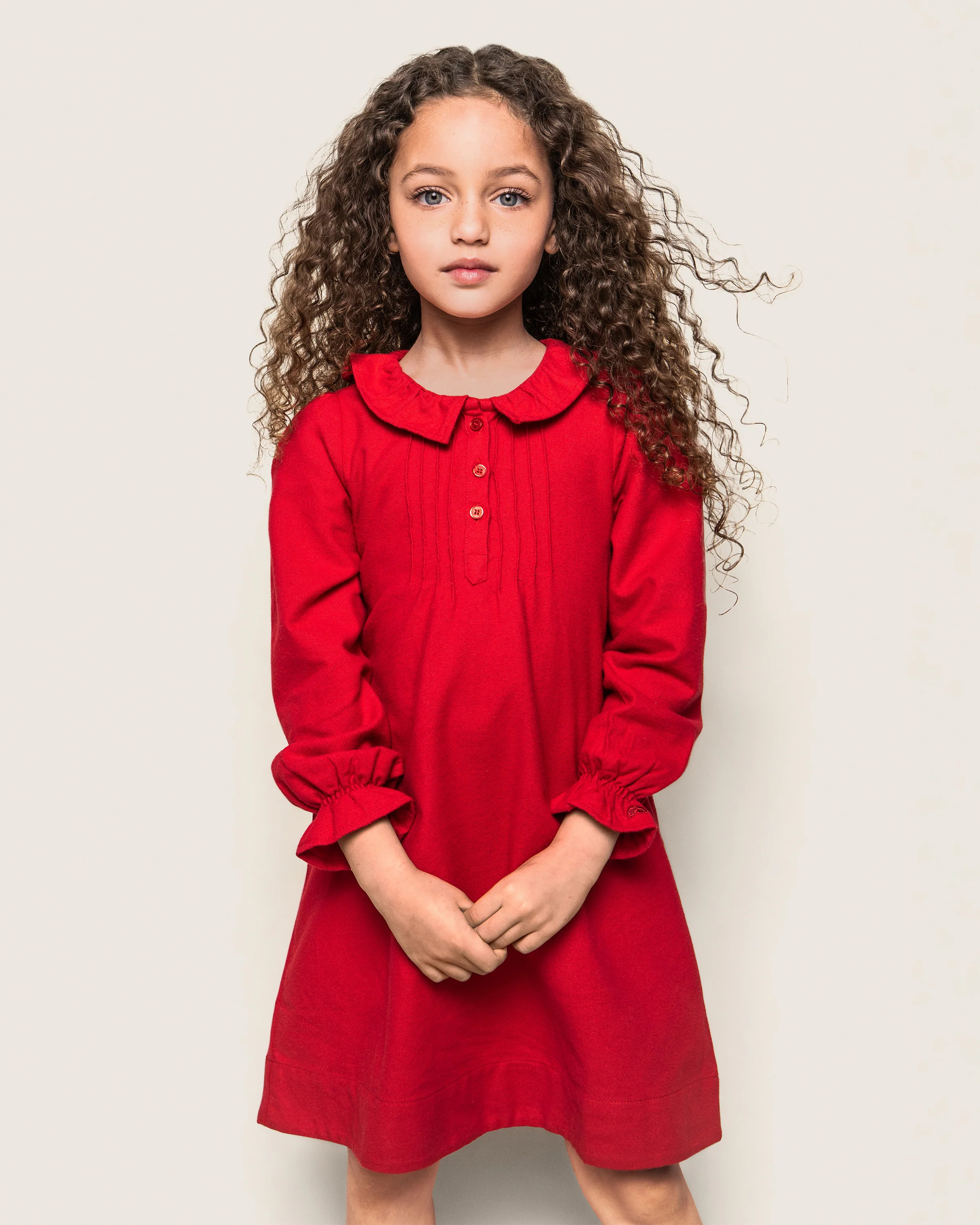 Girl's Flannel Victoria Nightgown in Red | Petite Plume