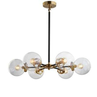 Caleb 28 in. 6-Light Black/Brass Cluster Pendant | The Home Depot