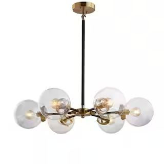 JONATHAN Y Caleb 28 in. 6-Light Black/Brass Cluster Pendant-JYL9015A - The Home Depot | The Home Depot