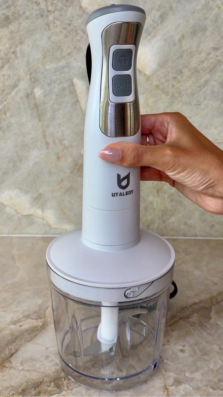 5 in 1 Hand Blender! 
This little kitchen tool does it all, blend, chop, whisk and froth in seconds