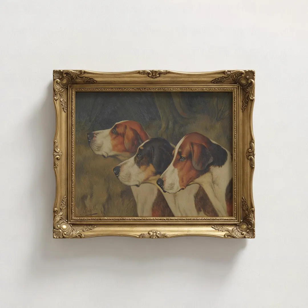 Vintage Foxhound Dog Painting, Traditional English Oil Library Wall Art, Antique Old Money Dog Ho... | Etsy (US)