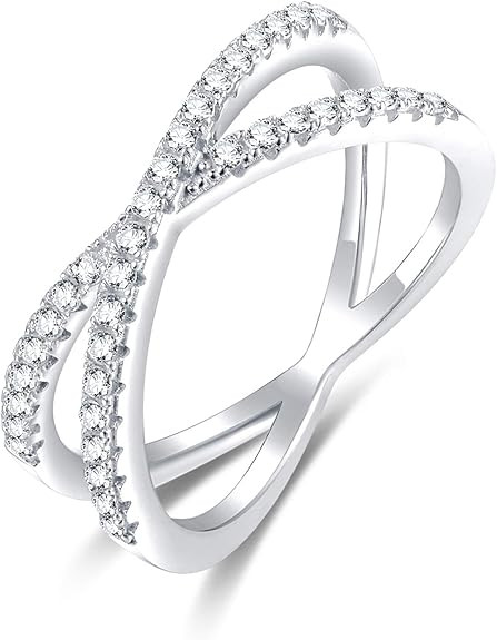 EAMTI Criss Cross Rings for Women 925 Sterling Silver Cubic Zirconia Wedding Band Size 5-12 | Amazon (CA)