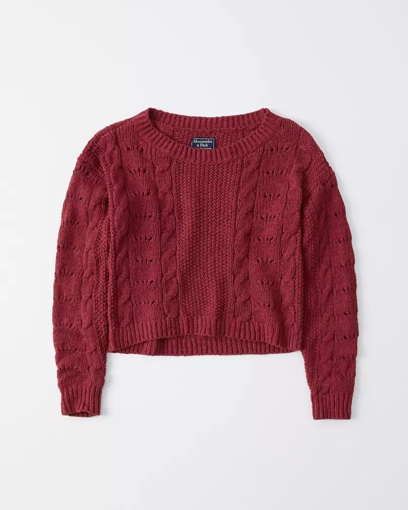 Cropped Cable Knit Sweater | Abercrombie & Fitch US & UK