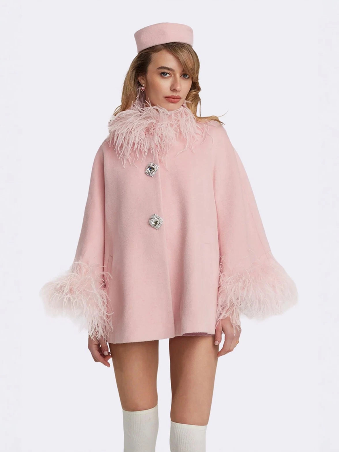 Angelica Feather Coat: Pink Coat for Holiday Party | Nana Jacqueline | Nana Jacqueline