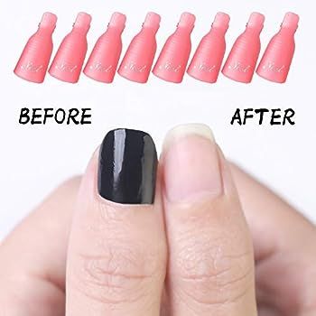 HiMo 10PC Plastic Acrylic Nail Art Soak Off Cap Clip UV Gel Polish Remover Wrap Tool (Pink) | Amazon (US)