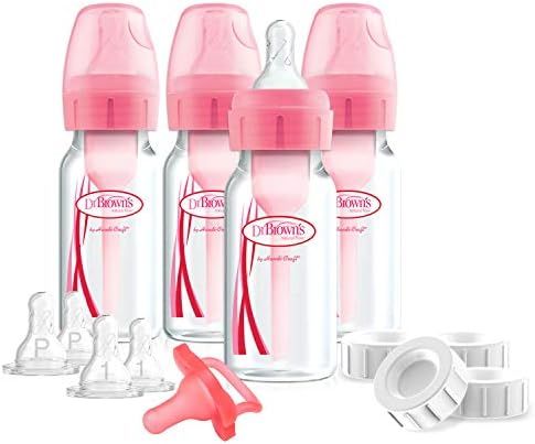 Dr. Brown's Options+ Slow Flow Preemie and Newborn Anti-Colic Bottle Set with 4oz Bottles and HappyP | Amazon (US)