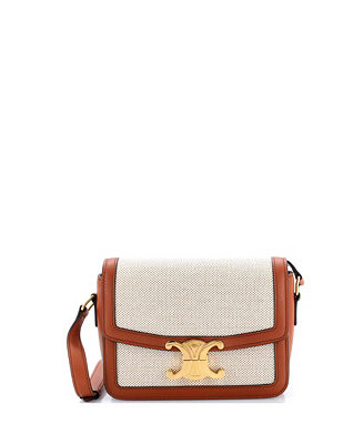 Pre-Owned Celine Teen Triomphe Shoulder Bag Canvas with Leather - Macy's | Macy's