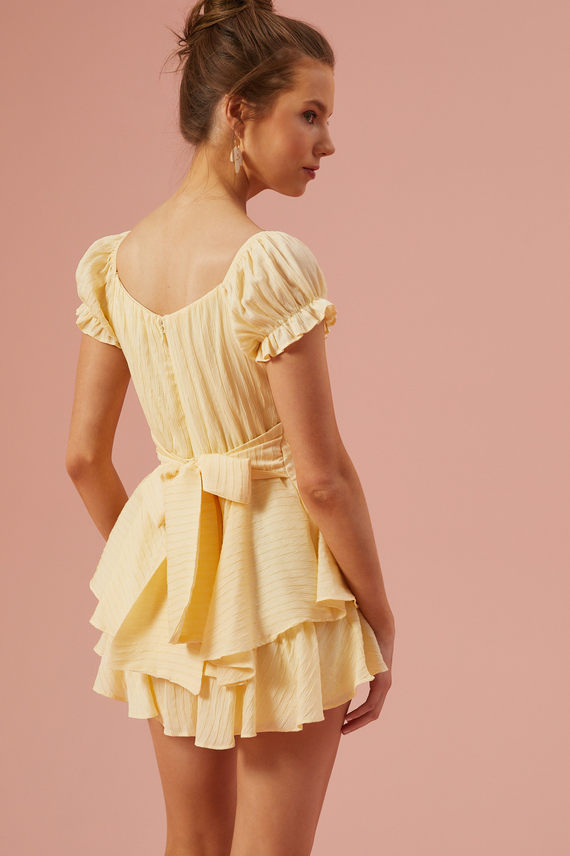 Haisley Double Layered Romper in Yellow | Altar'd State | Altar'd State