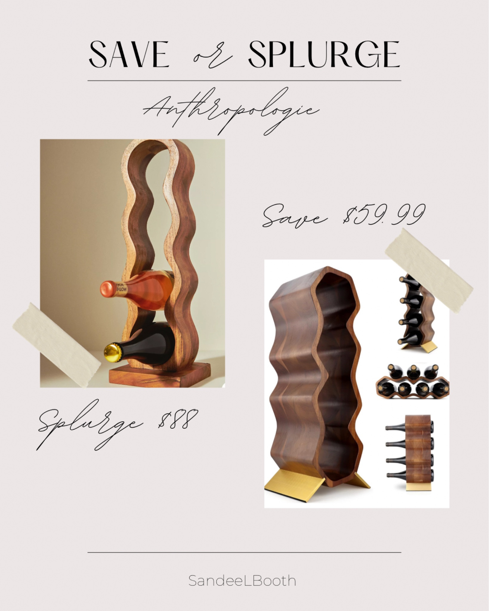 Are you going to splurge with the gorgeous anthropologie Wavy Wood Wine Rack or save with this fabulous find instead? #LTKGIFTGUIDE #LTKSALEALERT 

#LTKhome #LTKfindsunder100 #LTKHoliday