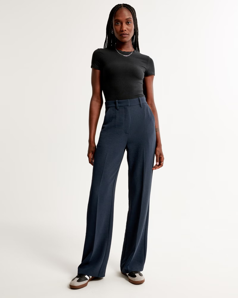 Women's Clean Premium Crepe Wide Leg Pant | Women's Bottoms | Abercrombie.com | Abercrombie & Fitch (US)