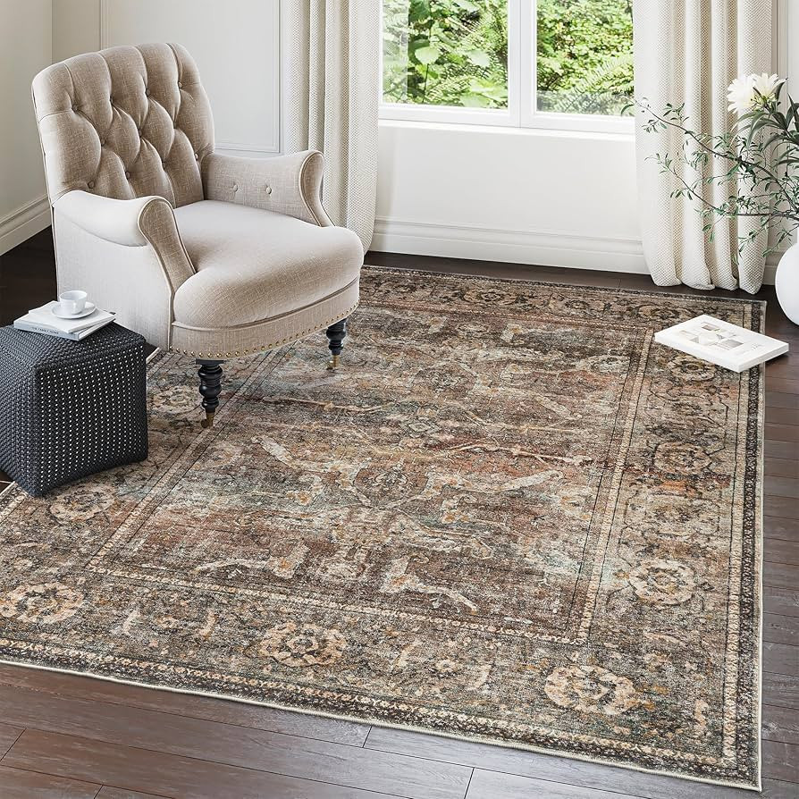 Area Rug - Anti Slip 6x9 Washable Rug, Machine Washable Bedroom Rug, Stain Resistant for Living R... | Amazon (US)
