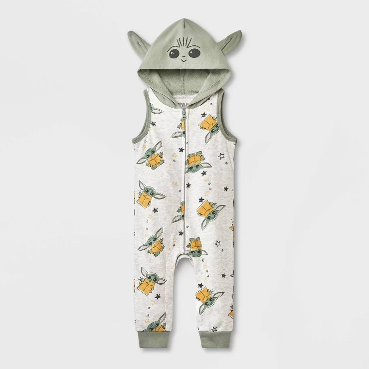 Baby Boys' Star Wars: The Mandalorian Hooded Romper - White | Target
