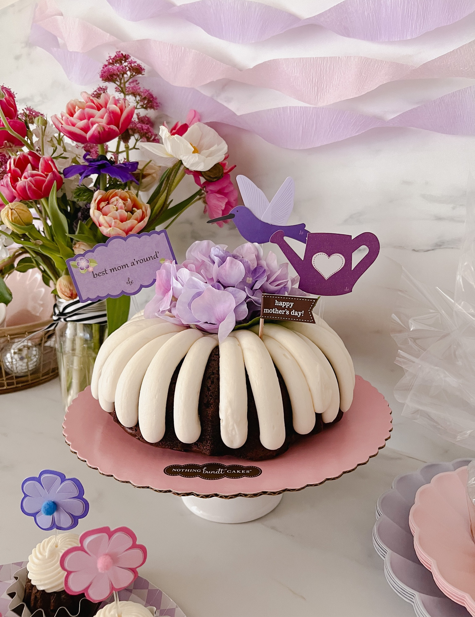 The sweetest Mother’s Day gift! A delicious cake from Nothing Bundt Cakes. Topped with beautiful silk hydrangea and Best Mom A'round quote card! Each cake is gift-wrapped in cellophane. 

#LTKfamily #LTKFind #LTKGiftGuide