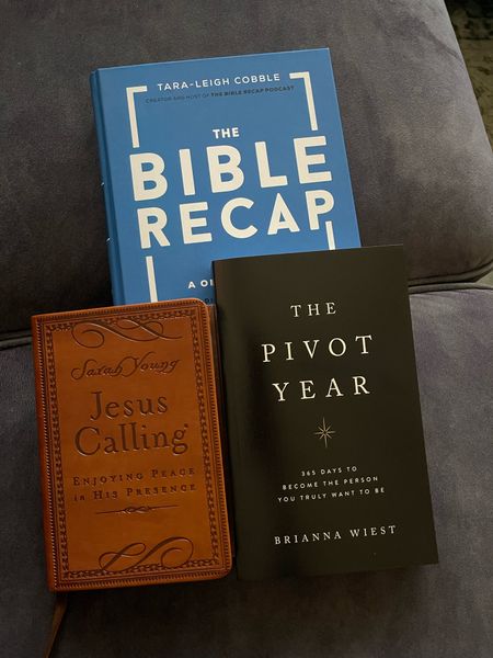 These are the three books I go through every morning. It’s my third time going through the Bible and doing the Bible Recap. And my second time with the devotional, Jesus Calling. The Pivot year is new to me and so far I am really enjoying it! 