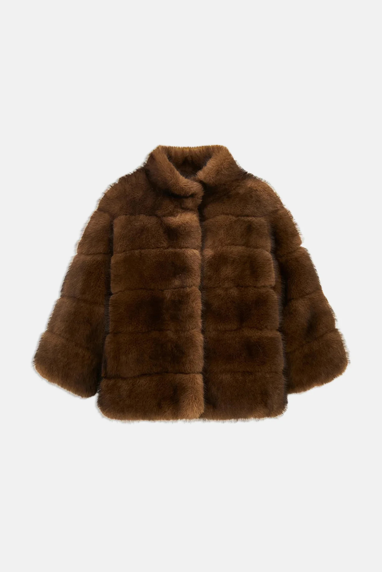 Gelman Faux Fur Jacket Dark Sable | Blue & Cream