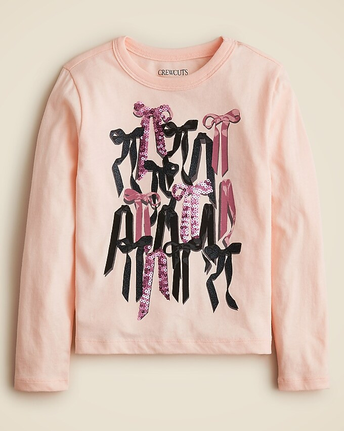 Girls' long-sleeve sequin bows graphic T-shirt | J. Crew US