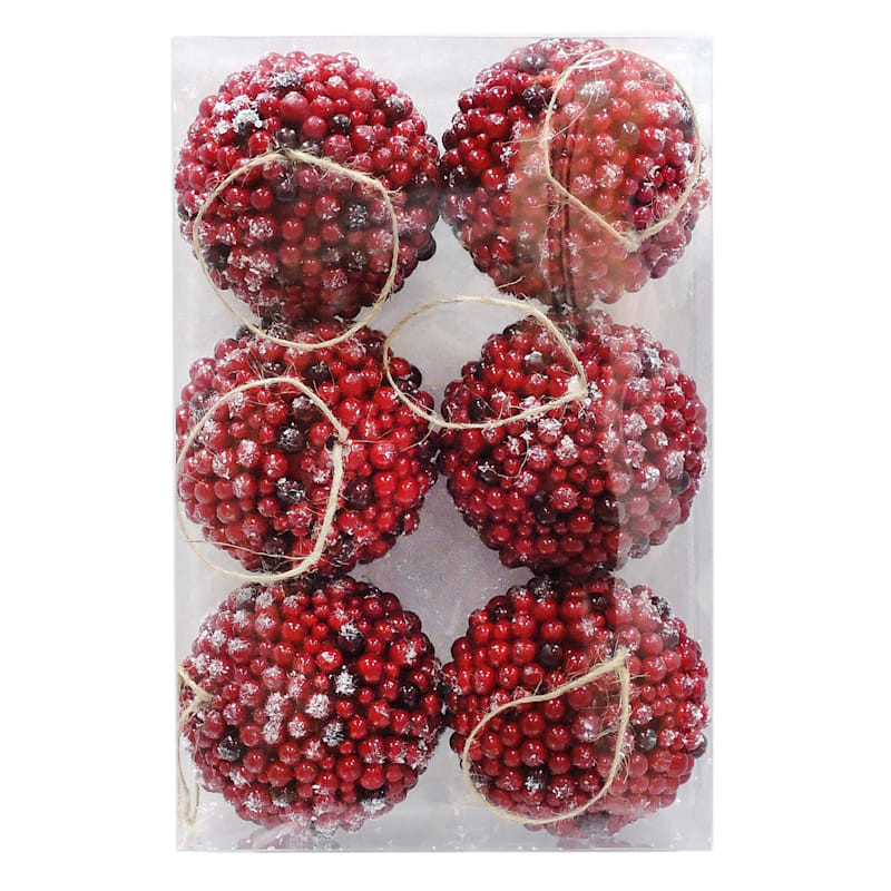 Homespun Holiday 6-Count Frosted Cranberry Shatterproof Ornaments | At Home