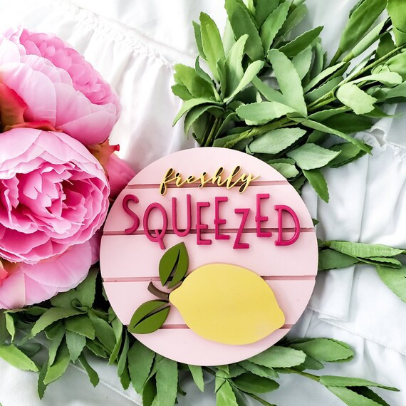 Freshly Squeezed with Lemon 12" Shiplap like Round Sign | Spring Sign | Tiered Tray Sign | Spring... | Etsy (US)