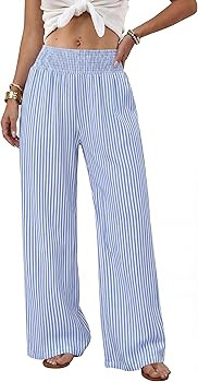Sampeel Wide Leg Pants Woman High Waist Trousers with Pockets Casual Lounge | Amazon (US)