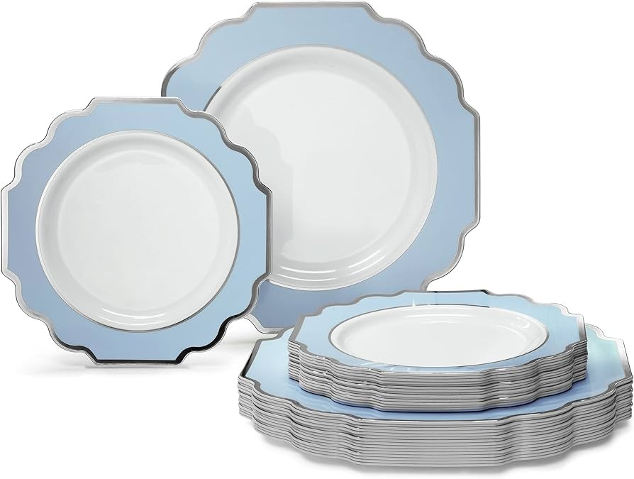 " OCCASIONS " 50 Plates Pack (25 Guests)-Heavyweight Wedding Party Disposable Plastic Plate Set -... | Amazon (US)