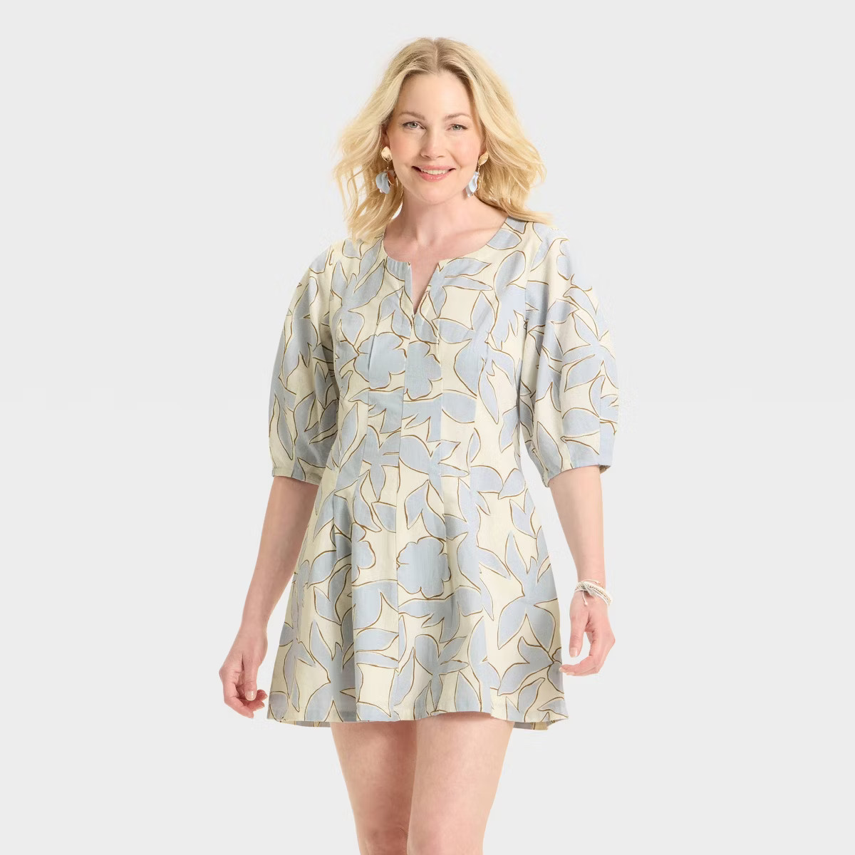 Women's Puff Short Sleeve Corset Mini A-Line Dress - A New Day™ | Target