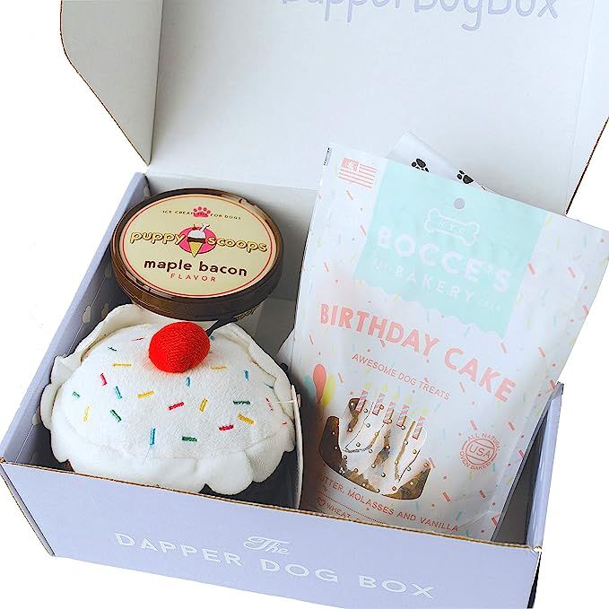 The Dapper Dog Box Dog Birthday Gift Box | Puppy Birthday Bandana, Bday Cake Treats, Squeaky Toys | Amazon (US)