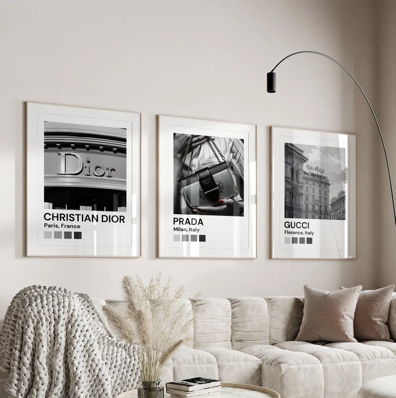 Set of 3 Black and White Wall Art Luxury Fashion Print Instant Download Digital Hypebeast Decor A... | Etsy (US)