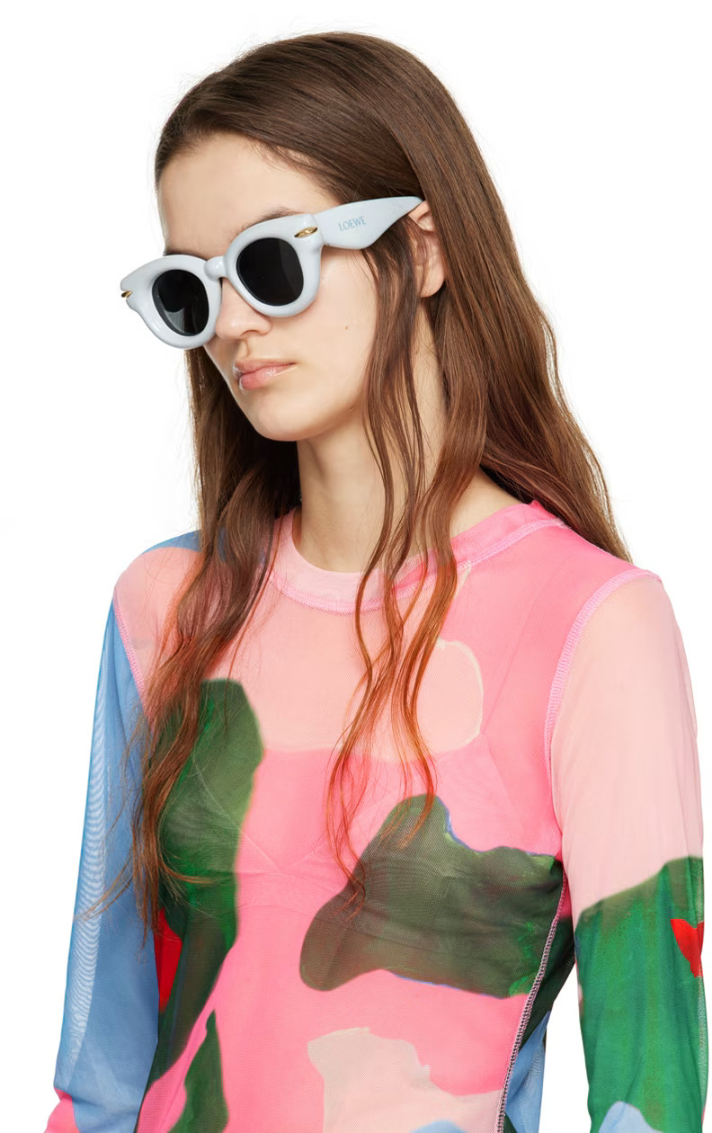 Blue Inflated Round Sunglasses | SSENSE