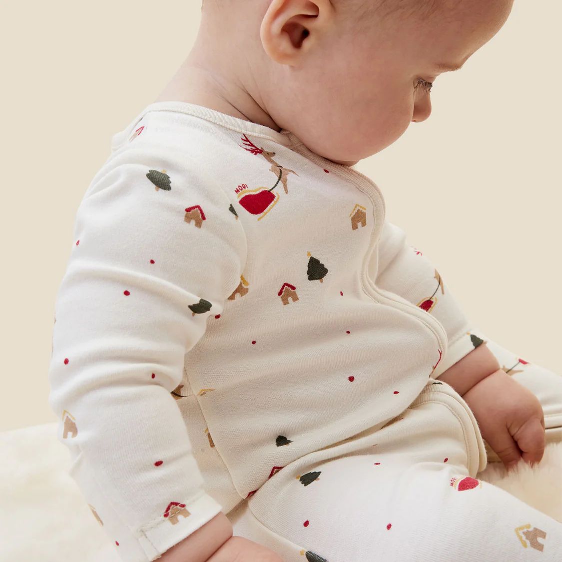 Festive Print Clever Zip Sleepsuit | Baby Mori