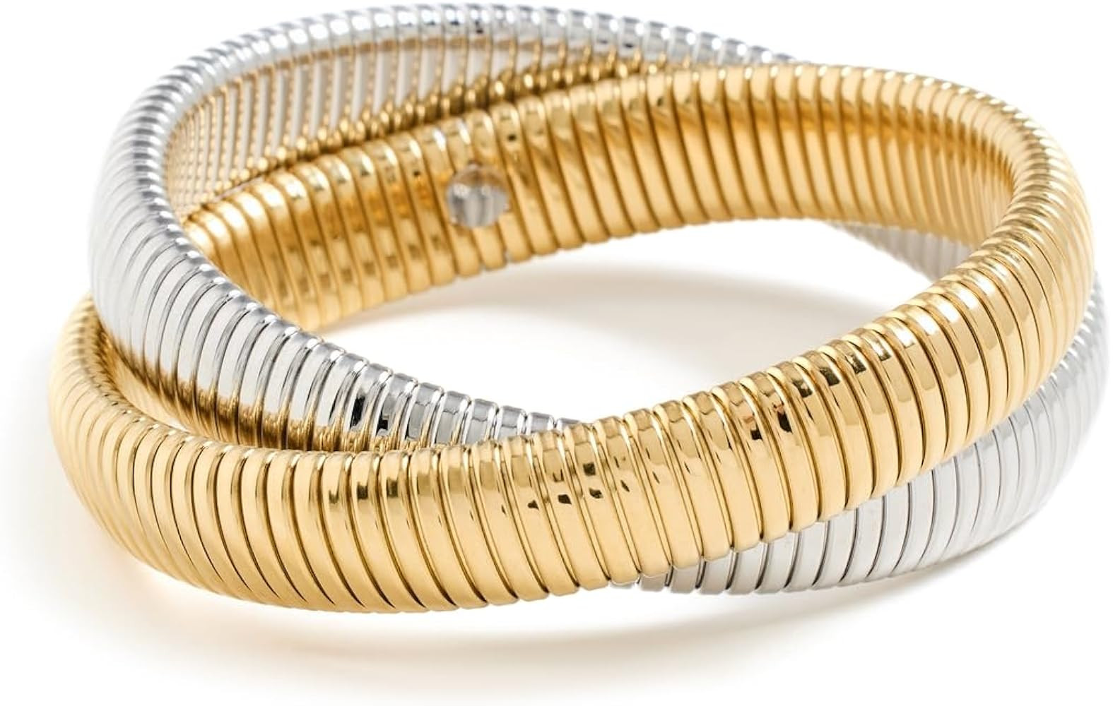 ADINA EDEN Women's Chunky Two-Tone Double Intertwined Snake Bracelet | Amazon (US)