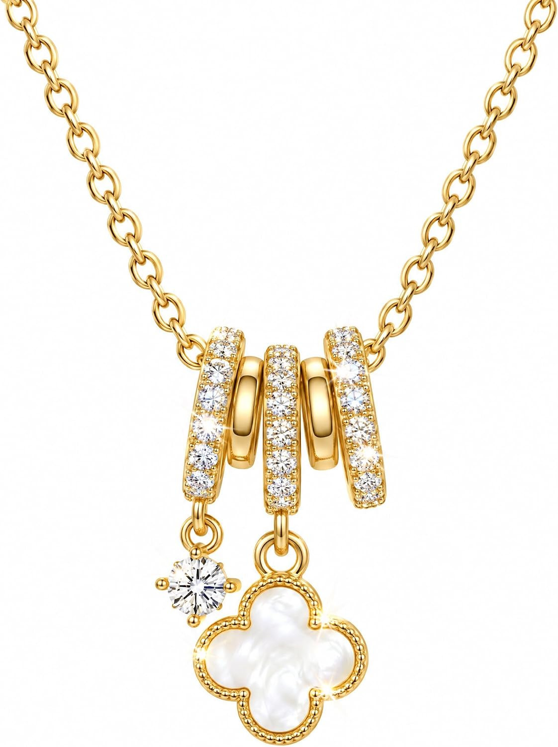 AROOCUTE Four-Leaf Clover Necklace for Women, 14K Gold Pendant Necklace | Amazon (US)