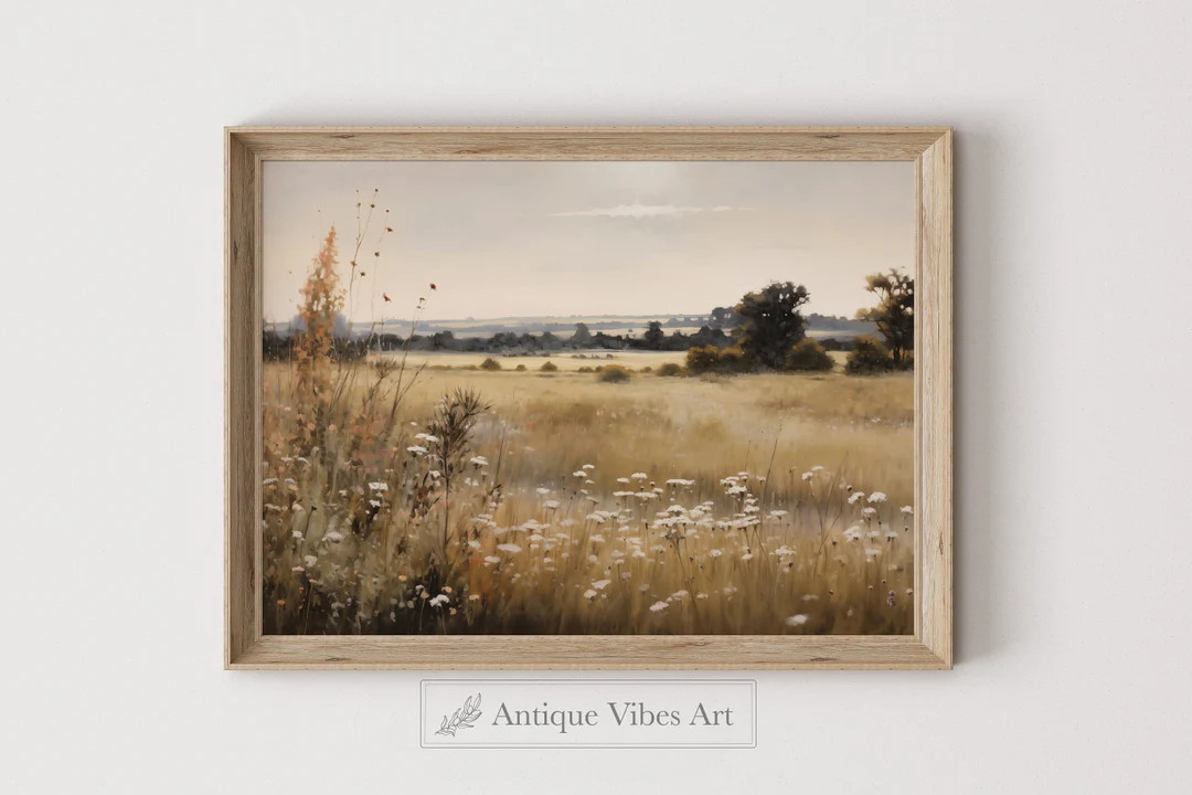 Printable Wildflower Field Oil Painting, Farm House Oil Painting, Digital Wall Art Printable, Fie... | Etsy (US)