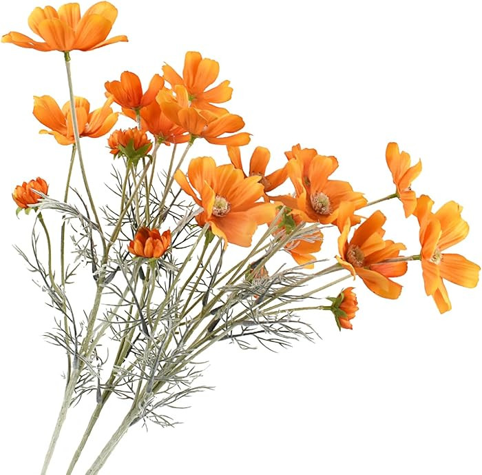 4PCS Artificial Wild Flower Fake Cosmos with Long stem Faux Silk Flowers for Wedding Bridal Bouqu... | Amazon (US)