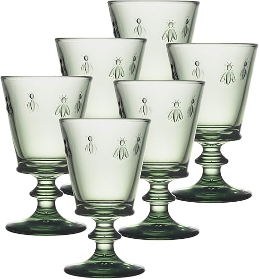 La Rochere Napoleon Bee Verdigris Green Wine Glasses Set of 6 – 8.0 oz, w/ the French Bee Embos... | Amazon (US)