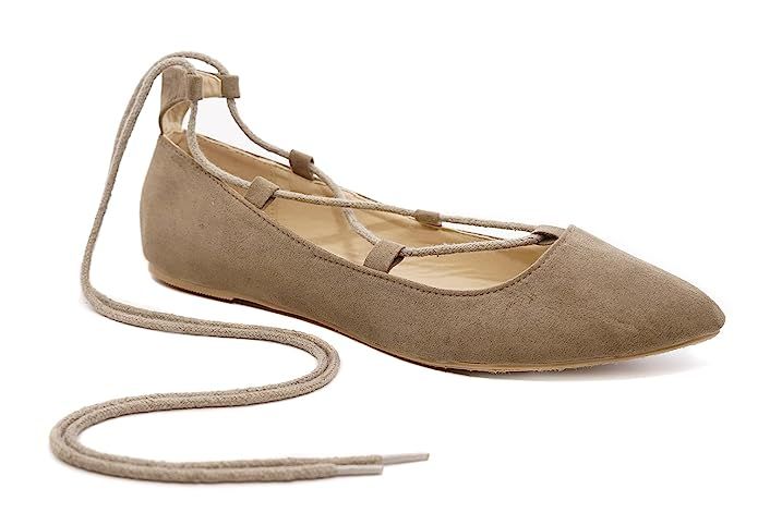 Charles Albert Ghille Lace up Pointy Toe Leg Tie Ballet Flat | Amazon (US)