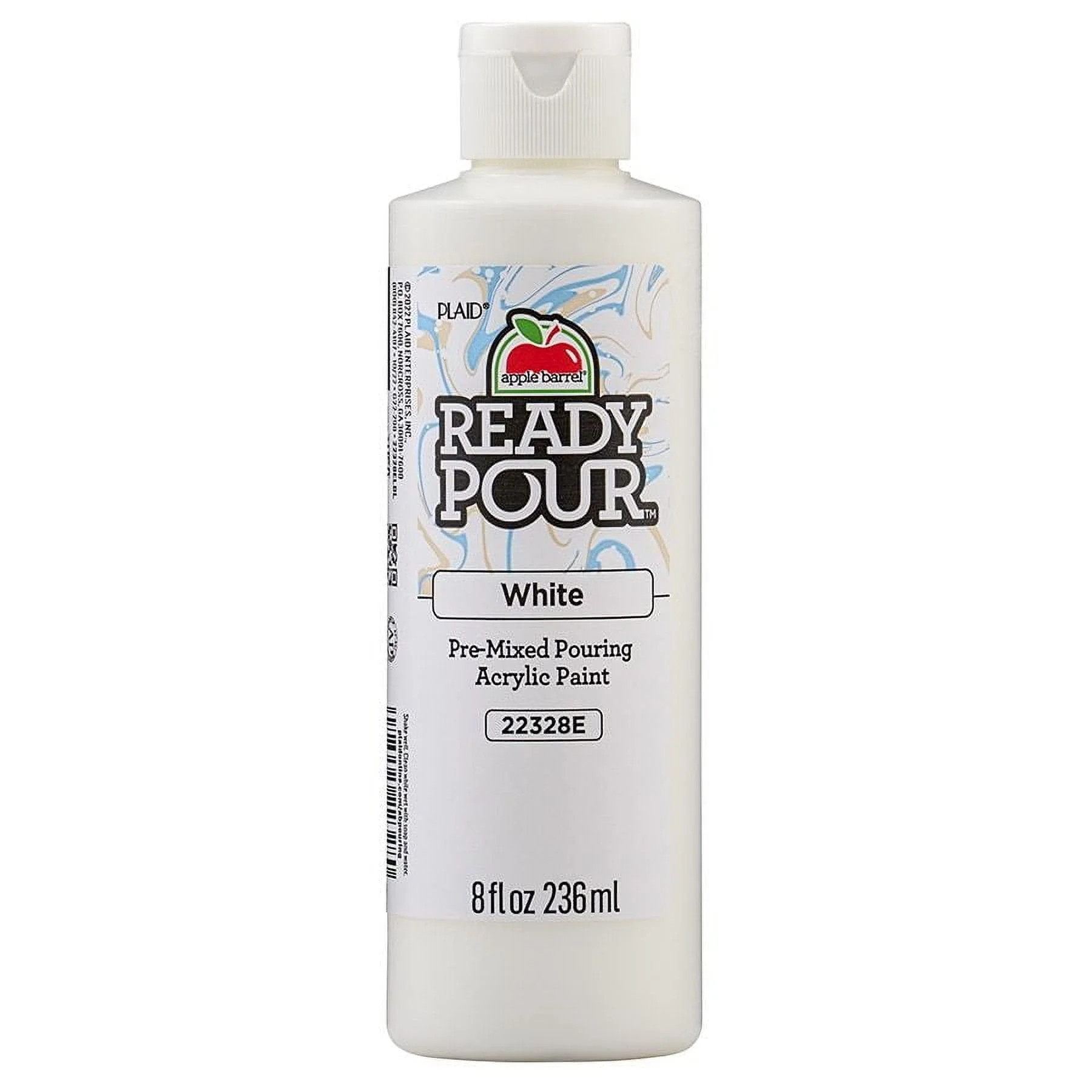 Apple Barrel Ready Pour Pre-Mixed Pouring Acrylic Craft Paint, White, 8 fl oz | Walmart (US)